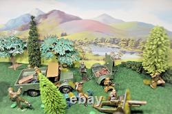 Britains Beetle lorry with trailor+firing Cannon+ammo boxes+9 Metal soldiers