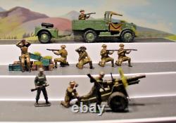 Britains Beetle lorry with trailor+firing Cannon+ammo boxes+9 Metal soldiers