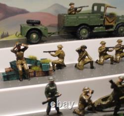 Britains Beetle lorry with trailor+firing Cannon+ammo boxes+9 Metal soldiers