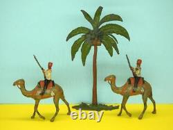 Britains C1910 Lead Mounted Bikanir Camel Corps Soldiers Wire Tails & Palm Tree