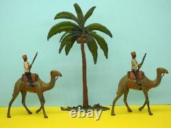 Britains C1910 Lead Mounted Bikanir Camel Corps Soldiers Wire Tails & Palm Tree