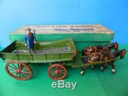 Britains C1924 Lead Home Farm Series Rare Boxed #5f Farm Waggon With Carter