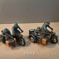 Britains Deetail 4 German motorcycle and sidecars in good condition
