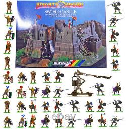 Britains Deetail Castle Assault with catapult & 45 painted knights (poses vary)