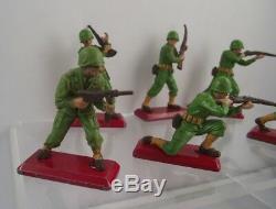 Britains Deetail Full Set Of Six Series 1 American Soldiers Maroon Red Bases