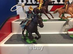 Britains? Deetail Vintage Full Set Of Six Wild West Cowboys on Horseback