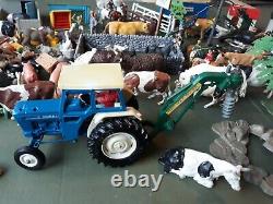 Britains Farm, huge lot, plastic figures, animals, trees, tractors, buildings