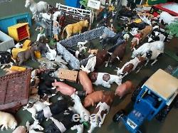 Britains Farm, huge lot, plastic figures, animals, trees, tractors, buildings