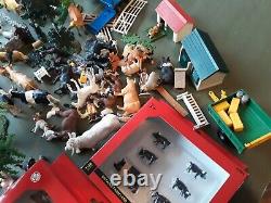 Britains Farm, huge lot, plastic figures, animals, trees, tractors, buildings