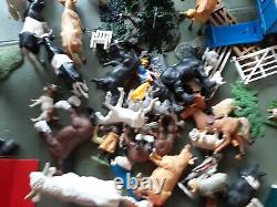 Britains Farm, huge lot, plastic figures, animals, trees, tractors, buildings