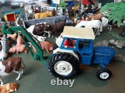 Britains Farm, huge lot, plastic figures, animals, trees, tractors, buildings