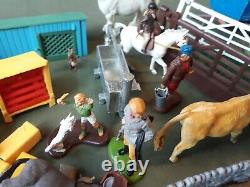 Britains Farm, huge lot, plastic figures, animals, trees, tractors, buildings