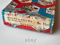 Britains Highlanders Set 51 Boxed Hexagon Lid toy Metal Soldiers Tied to Card