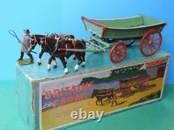 Britains Home Farm Post War Version Lead Rare Boxed #5f Farm Waggon With Carter