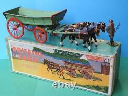 Britains Home Farm Post War Version Lead Rare Boxed #5f Farm Waggon With Carter