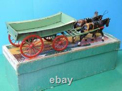 Britains Home Farm Post War Version Lead Rare Boxed #5f Farm Waggon With Carter