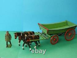 Britains Home Farm Post War Version Lead Rare Boxed #5f Farm Waggon With Carter