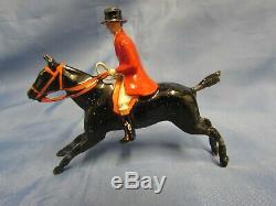 Britains Lead Pre War Hunt Set Mounted Huntsman Woman Movable Arms 5 Hounds Dogs