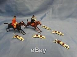 Britains Lead Pre War Hunt Set Mounted Huntsman Woman Movable Arms 5 Hounds Dogs