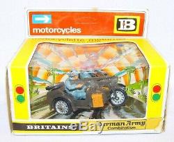 Britains Ltd 132 German WWII HALF TRACK + SIDECAR MOTORCYCLE & INFANTRY MIB`74