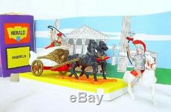 Britains Ltd Herald 132 ROMAN CHARIOT & MOUNTED CENTURION + ARCHERS MIB`74 RARE