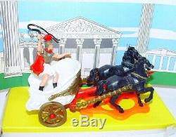 Britains Ltd Herald 132 ROMAN CHARIOT & MOUNTED CENTURION + ARCHERS MIB`74 RARE