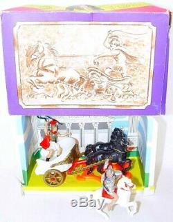 Britains Ltd Herald 132 ROMAN CHARIOT & MOUNTED CENTURION + ARCHERS MIB`74 RARE