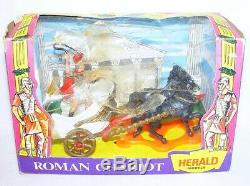 Britains Ltd Herald 132 ROMAN CHARIOT & MOUNTED CENTURION + ARCHERS MIB`74 RARE