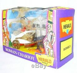 Britains Ltd Herald 132 ROMAN CHARIOT & MOUNTED CENTURION + ARCHERS MIB`74 RARE