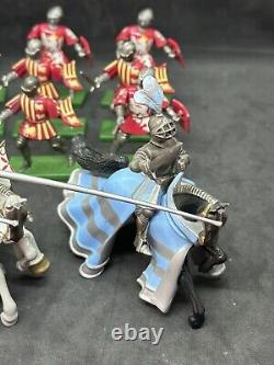 Britains Moulded Metal Jousting Knight Mounted And Foot Soldiers X 20 54mm Lead