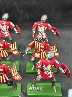 Britains Moulded Metal Jousting Knight Mounted And Foot Soldiers X 20 54mm Lead