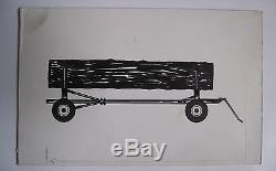 Britains Pre-Production Development Ink Drawing Of Timber Trailer With Box