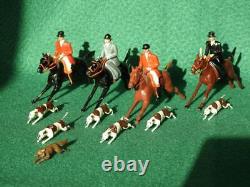 Britains Pre-war Lead Hunt Set Full Cry Mounted Huntsmen Women With Hounds & Fox