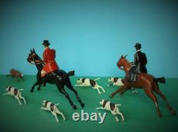 Britains Prewar Lead Hunt Set Full Cry Mounted Huntsmen Woman With Hounds & Fox