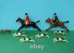 Britains Prewar Lead Hunt Set Full Cry Mounted Huntsmen Woman With Hounds & Fox