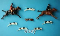 Britains Prewar Lead Hunt Set Full Cry Mounted Huntsmen Woman With Hounds & Fox