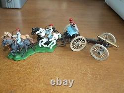 Britains Swoppet, Acw, Confederate Limber / Canon Crew, 1/32 Scale Toy Soldiers