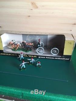 Britains Swoppet Acw Gun Limber And Crew (boxed) With Extra Gun Crew In Vgc