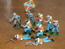 Britains Swoppets, Acw, Confederate Infantry, 1/32, Toy Soldiers, Set Of 9