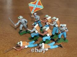 Britains Swoppets, Acw, Confederate Infantry, 1/32, Toy Soldiers, Set Of 9