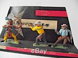 Britains Swoppets Cowboys Indian On Card Rare Herald Plastic 1.32