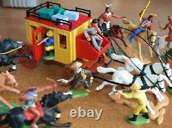 Britains & Timpo, Cowboys And Indians, With Stage Coach, 1/32 Scale Toy Soldiers