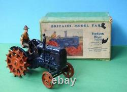 Britains Vintage 1948 Boxed Lead #127f Fordson Major Farm Tractor Spudded Wheels