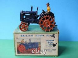 Britains Vintage 1948 Boxed Lead #127f Fordson Major Farm Tractor Spudded Wheels