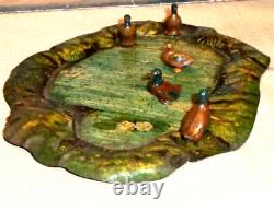 Britains Vintage Miniature Garden tin plate Pond no 635 with 4 Mallard Ducks