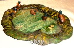 Britains Vintage Miniature Garden tin plate Pond no 635 with 4 Mallard Ducks