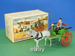 Britains Vintage Post War C1948 Lead Farm Series Boxed #20f Horse Drawn Gig Set