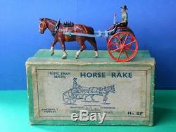 Britains Vintage Pre War Boxed Lead Farm Series #8f Horse Hay Rake & Driver