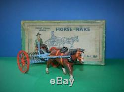 Britains Vintage Pre War Boxed Lead Farm Series #8f Horse Hay Rake & Driver