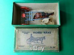 Britains Vintage Pre War Boxed Lead Farm Series #8f Horse Hay Rake & Driver